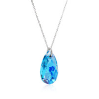 Crystal &amp; Silver Halskette Pear Aquamarine AB in Silber