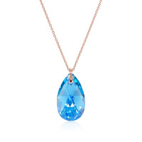Crystal & Silver Halskette Pear Aquamarine AB Silber...