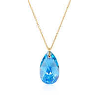 Crystal & Silver Halskette Pear Aquamarine AB Silber...