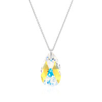 Crystal &amp; Silver Halskette Pear Aurora Borealis in...