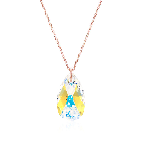 Crystal & Silver Halskette Pear Aurora Borealis Silber Rosé