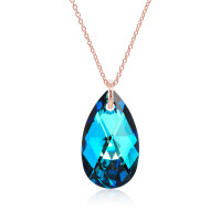 Crystal &amp; Silver Halskette Pear Bermuda Blue Silber...