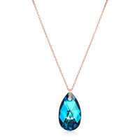 Crystal &amp; Silver Halskette Pear Bermuda Blue Silber Ros&eacute;