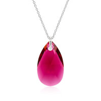 Crystal &amp; Silver Halskette Pear Ruby in Silber