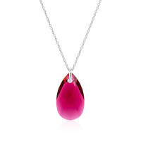 Crystal & Silver Halskette Pear Ruby in Silber