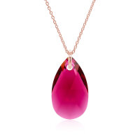 Crystal &amp; Silver Halskette Pear Ruby Silber Ros&eacute;