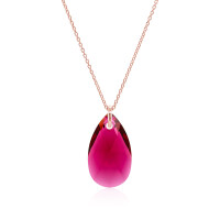 Crystal & Silver Halskette Pear Ruby Silber Rosé