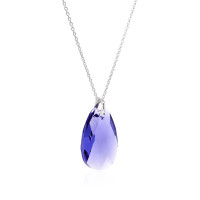 Crystal & Silver Halskette Pear Tanzanit in Silber