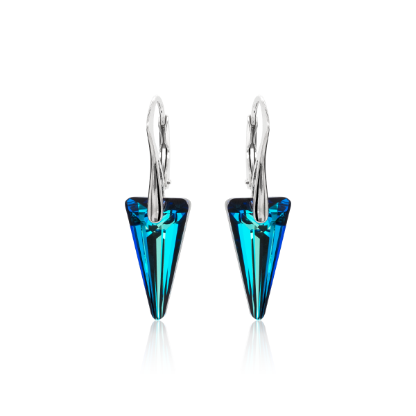 Crystal &amp; Silver Ohrh&auml;nger Spike in Silber Bermuda Blue
