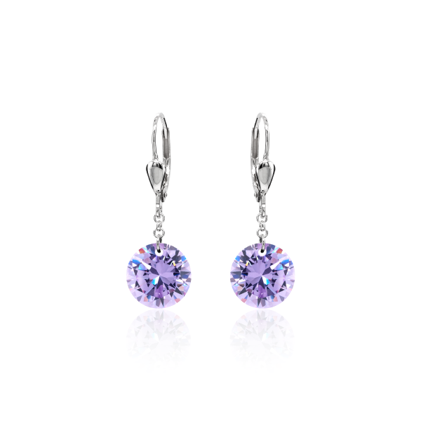 Crystal & Silver Pendel-Ohrhänger Zirkonia Lavendel in Silber