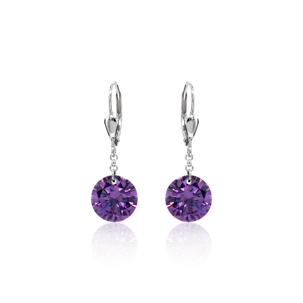 Crystal & Silver Pendel-Ohrhänger Zirkonia Violett in Silber