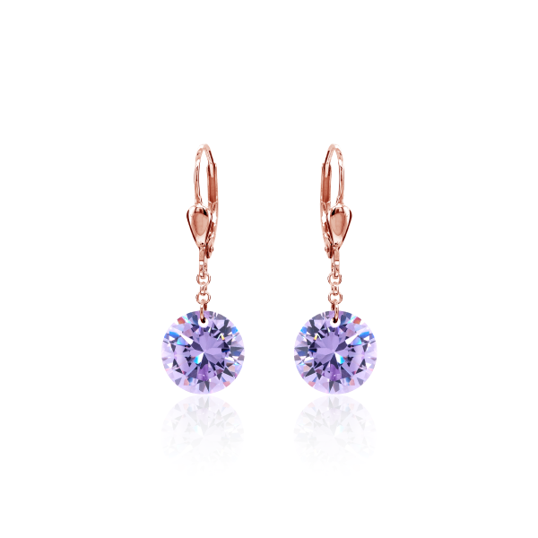 Crystal & Silver Pendel-Ohrhänger Zirkonia Lavendel Silber Rosé