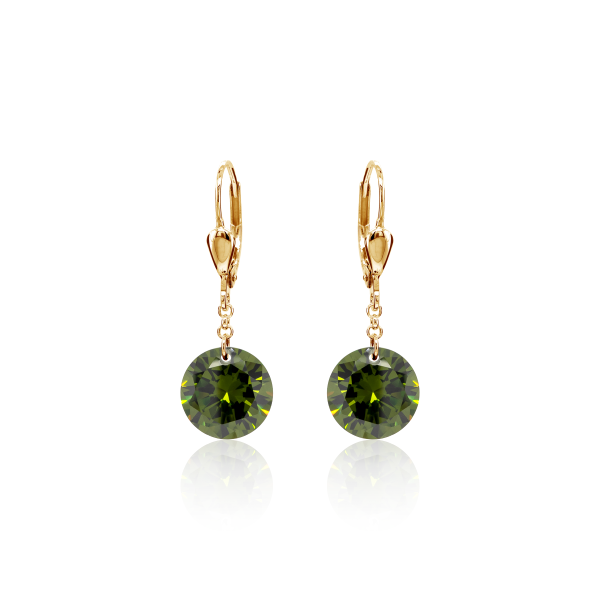 Crystal & Silver Pendel-Ohrhänger Zirkonia Peridot Silber vergoldet