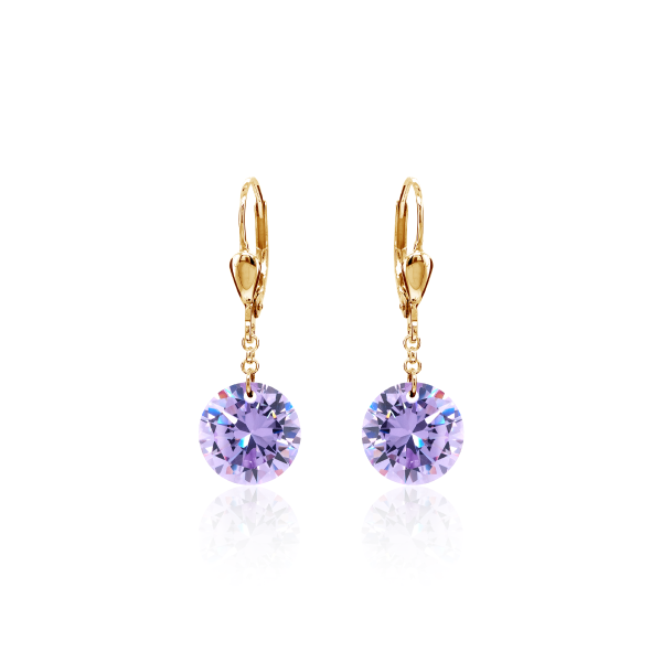 Crystal & Silver Pendel-Ohrhänger Zirkonia Lavendel Silber vergoldet
