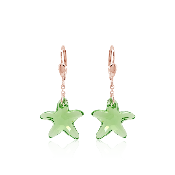 Crystal & Silver Pendel-Ohrhänger Seestern Silber Rosé Peridot