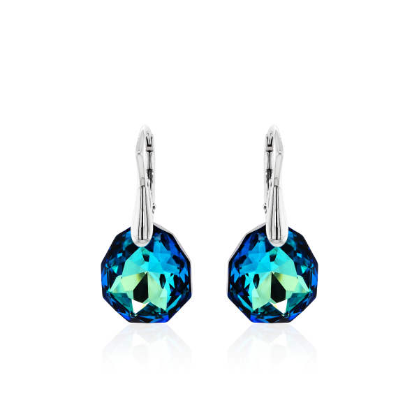 Crystal & Silver Ohrhänger Majestic in Silber Bermuda Blue