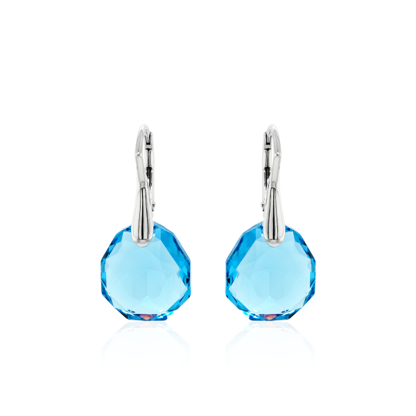 Crystal & Silver Ohrhänger Majestic in Silber Aquamarine