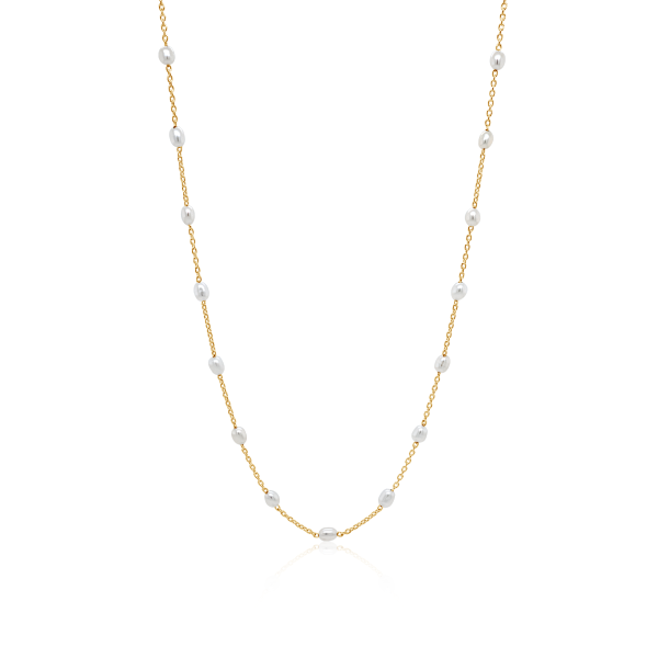 Pearl & Silver Choker-Halskette in Silber vergoldet