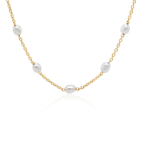 Pearl & Silver Choker-Halskette in Silber vergoldet