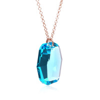 Crystal & Silver Halskette Graphic Aquamarine Silber Rosé