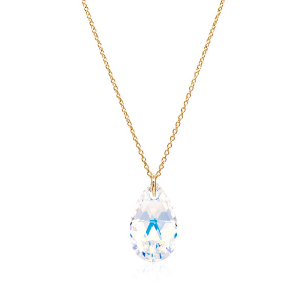 Crystal & Silver Halskette Pear Crystal AB Silber vergoldet