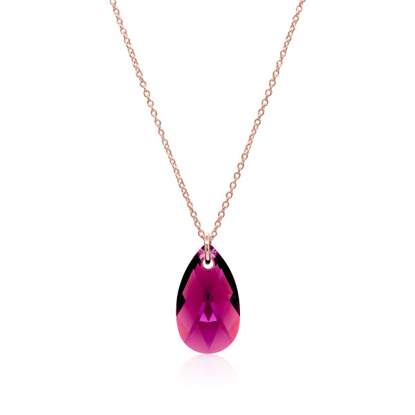 Crystal & Silver Halskette Pear Amethyst Shimmer Silber Rosé
