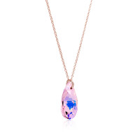 Crystal & Silver Halskette Pear Light Rose AB Silber Rosé