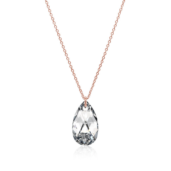 Crystal & Silver Halskette Pear Argent Light Silber Rosé
