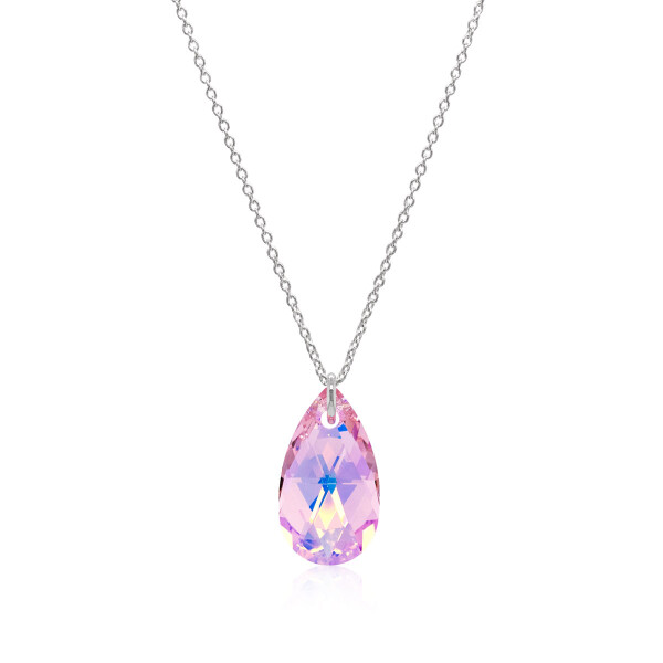 Crystal & Silver Halskette Pear Light Rose AB in Silber