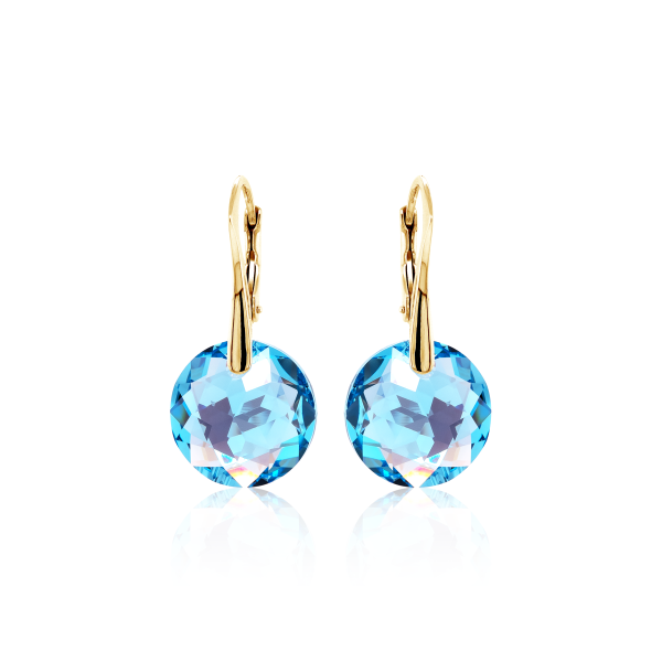 Crystal & Silver Ohrhänger Classic Cut Aquamarine Shimmer Silber vergoldet