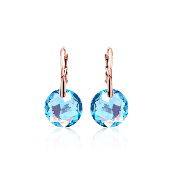 Crystal & Silver Ohrhänger Classic Cut Aquamarine Shimmer Silber Rosé