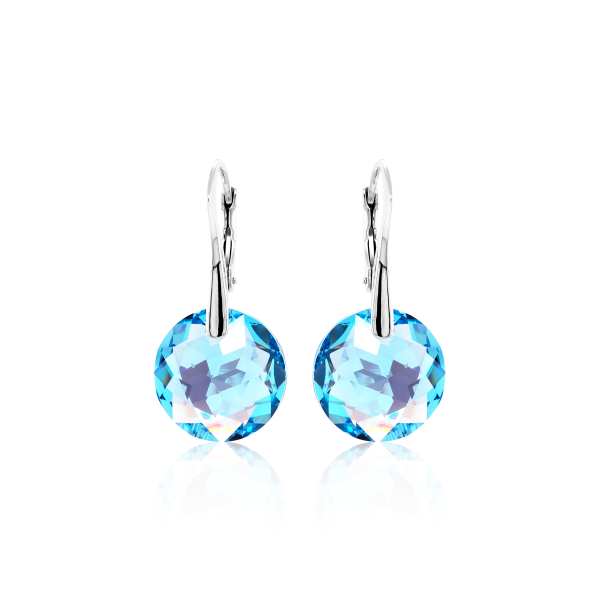 Crystal & Silver Ohrhänger Classic Cut Aquamarine Shimmer in Silber