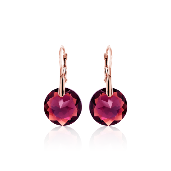 Crystal & Silver Ohrhänger Classic Cut Amethyst Shimmer Silber Rosé
