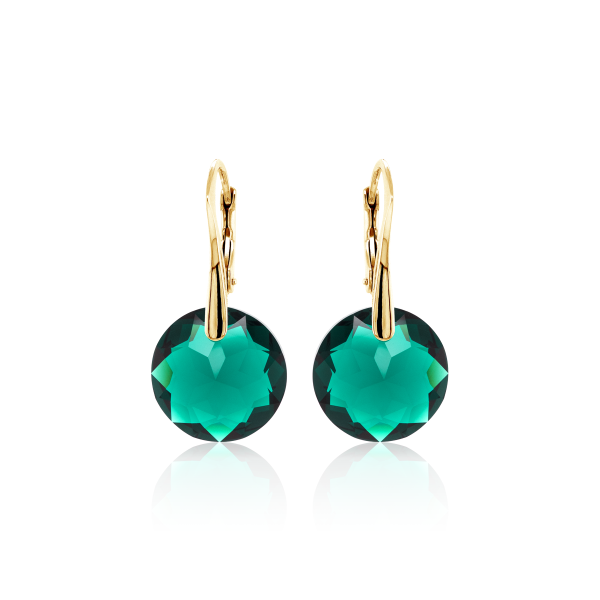 Crystal & Silver Ohrhänger Classic Cut Emerald Silber vergoldet