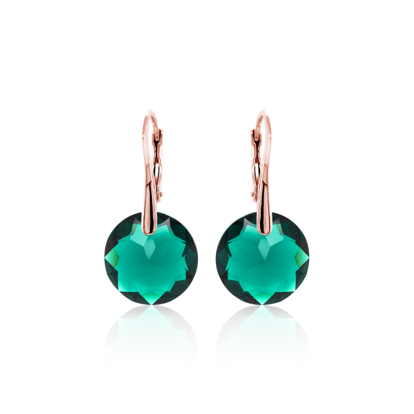 Crystal & Silver Ohrhänger Classic Cut Emerald Silber Rosé