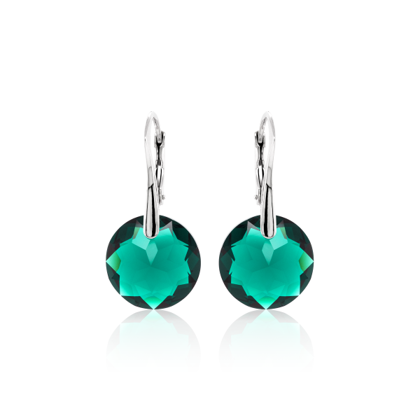 Crystal & Silver Ohrhänger Classic Cut Emerald in Silber