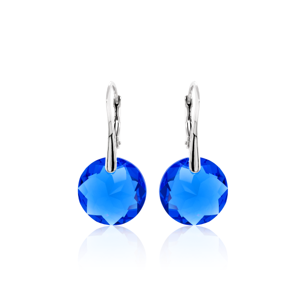 Crystal & Silver Ohrhänger Classic Cut Sapphire in Silber