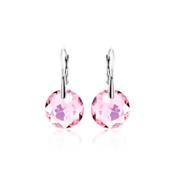 Crystal & Silver Ohrhänger Classic Cut Light Rosé Shimmer in Silber