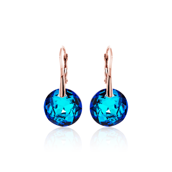 Crystal & Silver Ohrhänger Classic Cut Bermuda Blue Silber Rosé