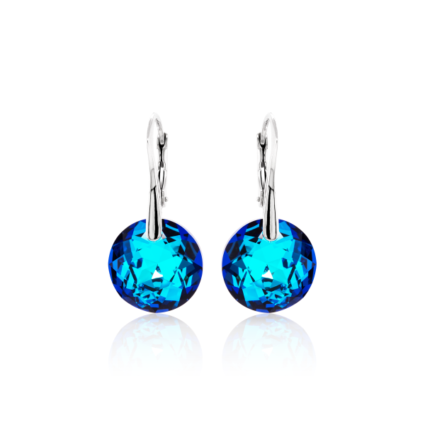 Crystal & Silver Ohrhänger Classic Cut Bermuda Blue in Silber