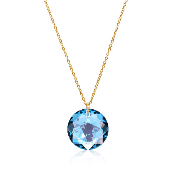 Crystal & Silver Halskette Classic Cut Aquamarine Shimmer Silber vergoldet