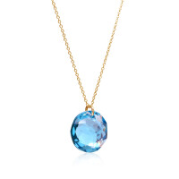 Crystal & Silver Halskette Classic Cut Aquamarine Shimmer Silber vergoldet