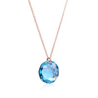 Crystal & Silver Halskette Classic Cut Aquamarine Shimmer Silber Rosé