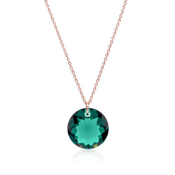 Crystal & Silver Halskette Classic Cut Emerald Silber Rosé
