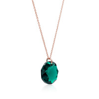 Crystal & Silver Halskette Classic Cut Emerald Silber Rosé