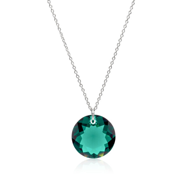 Crystal & Silver Halskette Classic Cut Emerald in Silber