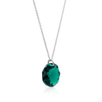 Crystal & Silver Halskette Classic Cut Emerald in Silber