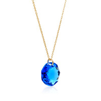 Crystal & Silver Halskette Classic Cut Sapphire Silber vergoldet