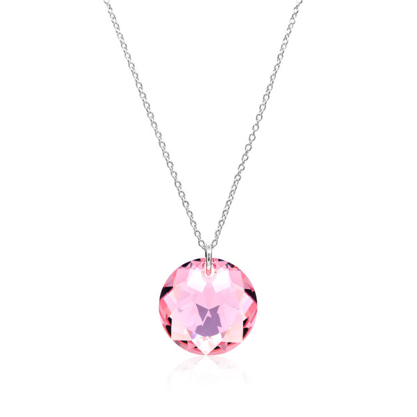 Crystal & Silver Halskette Classic Cut Light Rosé Shimmer in Silber