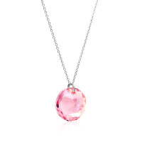 Crystal & Silver Halskette Classic Cut Light Rosé Shimmer in Silber